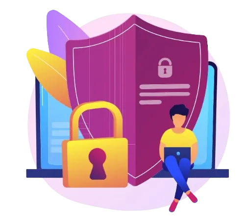 A cartoon illustration showing an admin security shield