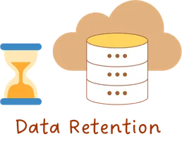 Icons showing a few servers and a clock icon indicating data storage and retention