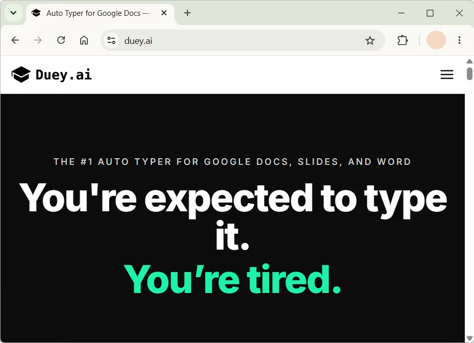 Screenshot of duey.ai