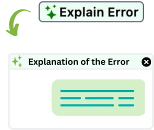 A pop up window showing an AI explanation of a coding error