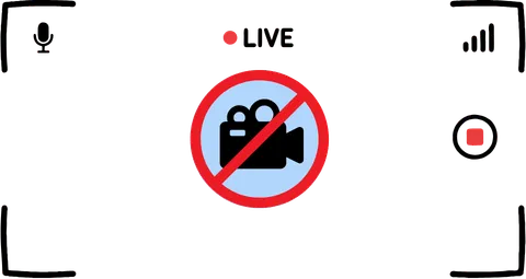 No recording icon with a red circle and a line through it