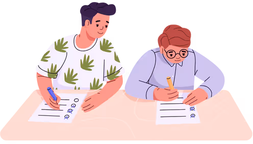 Student copying answers from fellow students.