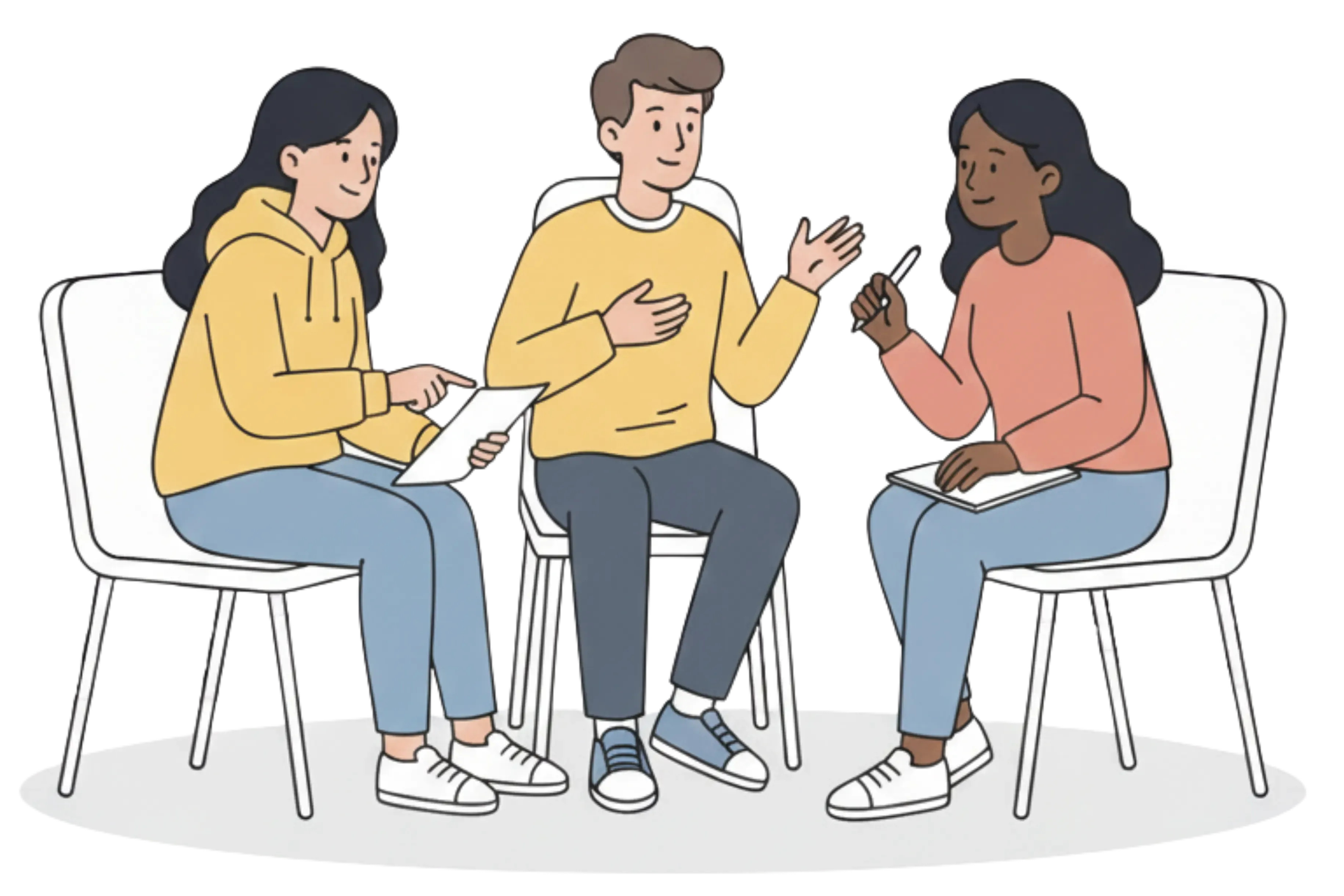 Students discussing in a group