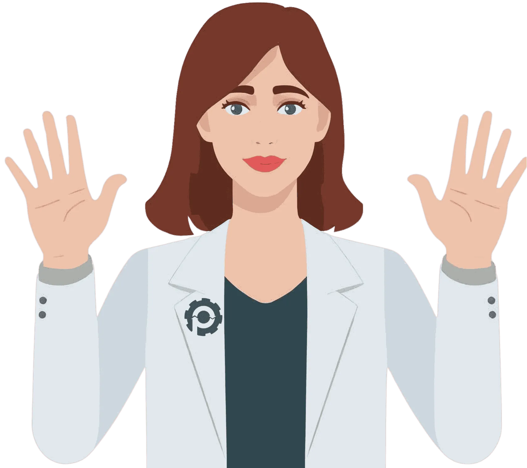 Women raising both hands. 